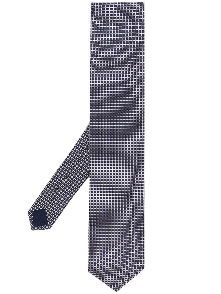 Corneliani Geometric Pattern Tie - Blue