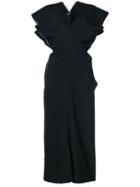 Comme Des Garçons Pre-owned Raw Edge Peplum Dress - Black