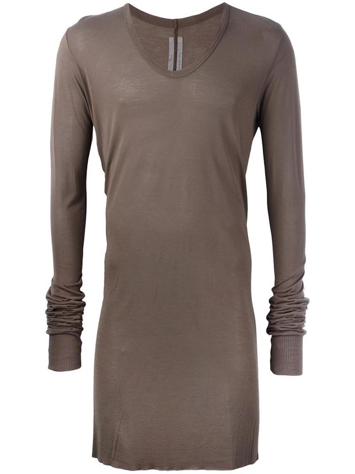 Rick Owens Scoop Neck T-shirt, Men's, Size: Medium, Grey, Silk/viscose