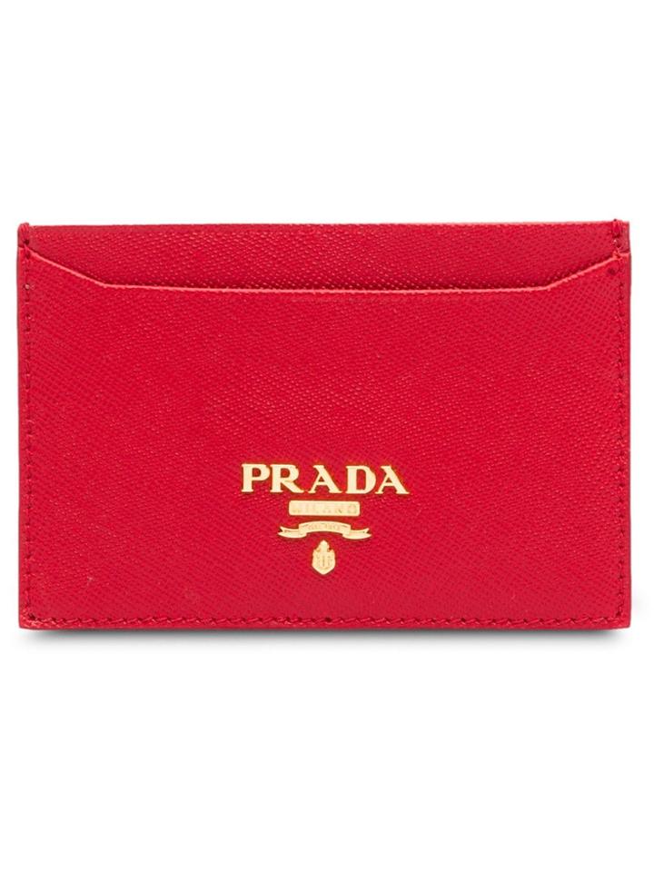 Prada Leather Card Holder - Red