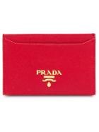 Prada Leather Card Holder - Red