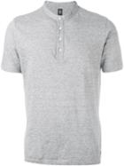 Eleventy Collarless Polo Shirt, Men's, Size: Xxl, Grey, Linen/flax/cotton