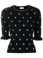 Red Valentino Flower Intarsia Knitted Top - Black