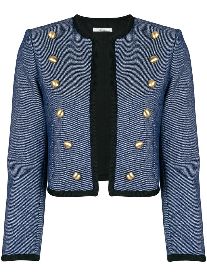 Philosophy Di Lorenzo Serafini Cropped Denim Jacket - Blue