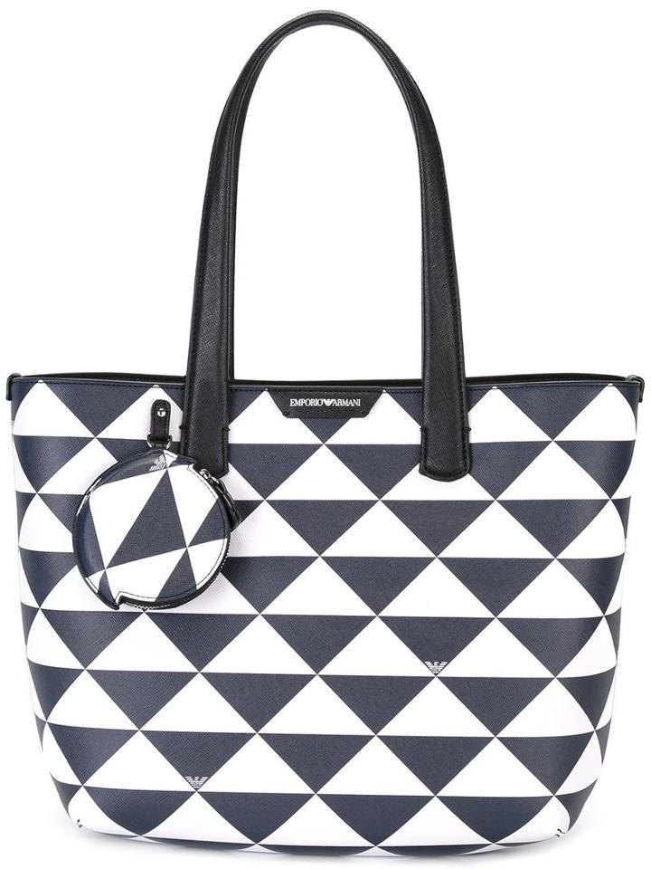 Emporio Armani Triangles Tote Bag, Women's, Black, Polyester