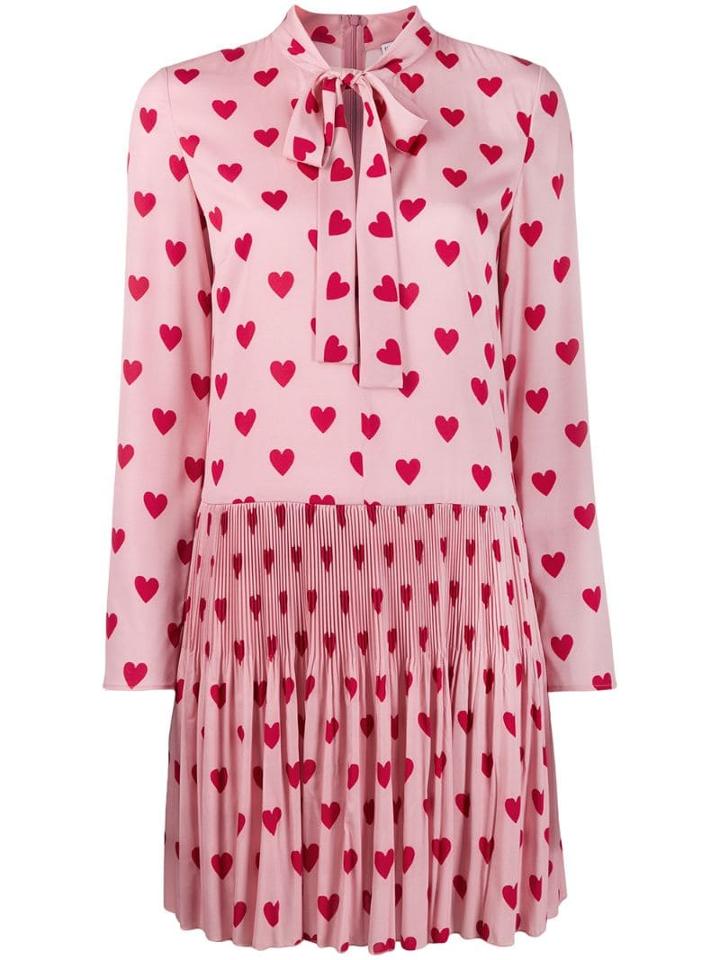 Red Valentino Crepe De Chine Pleated Dress - Pink