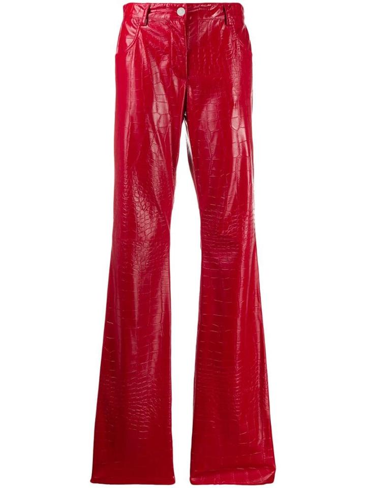 Msgm Crocodile Embossed Straight Trousers - Red