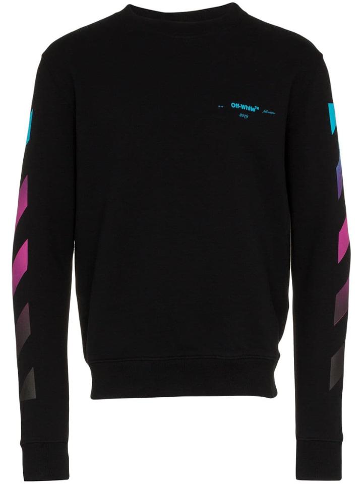 Off-white Diagonal Stripe Cotton Sweatshirt - Black