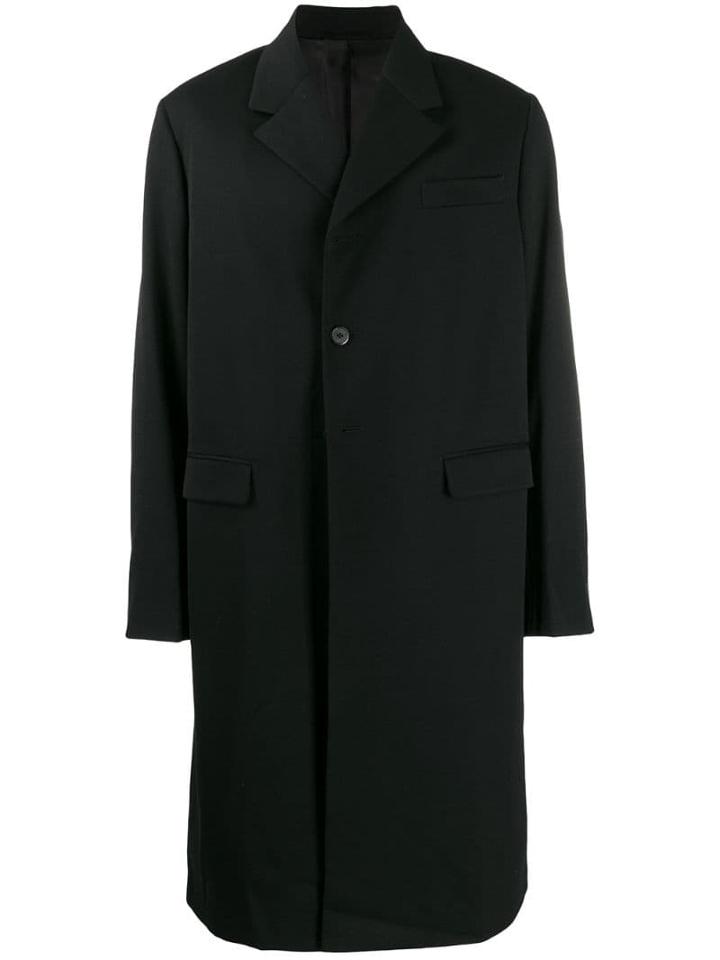 Prada Single-breasted Midi Coat - Black