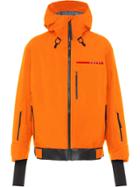Prada Logo Patch Hooded Jacket - Orange