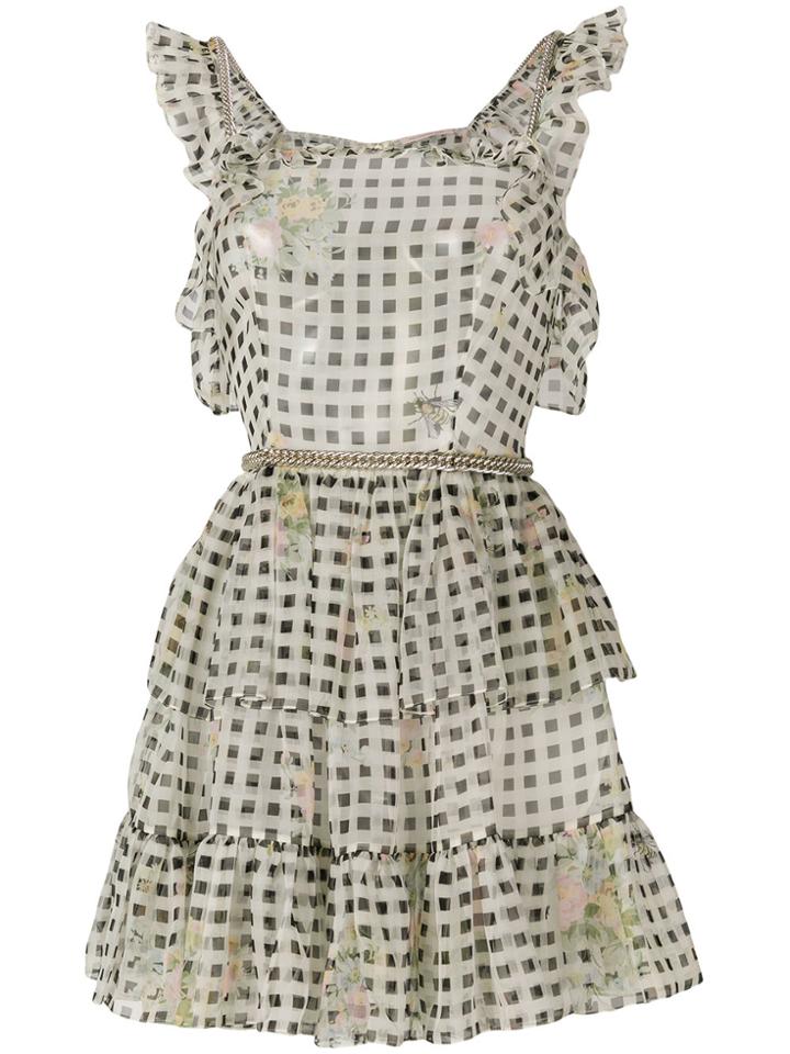 Christopher Kane Chain Strap Gingham Mini Dress - White