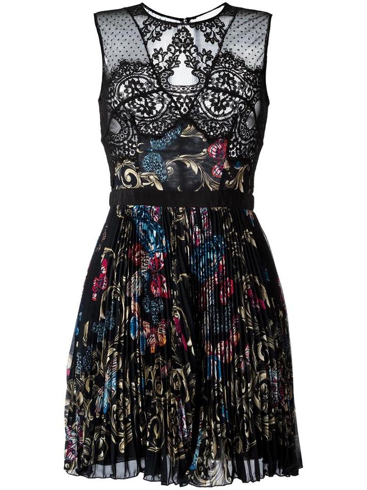 Zuhair Murad Printed Pleated Dress, Size: 42, Black, Viscose/polyester/nylon
