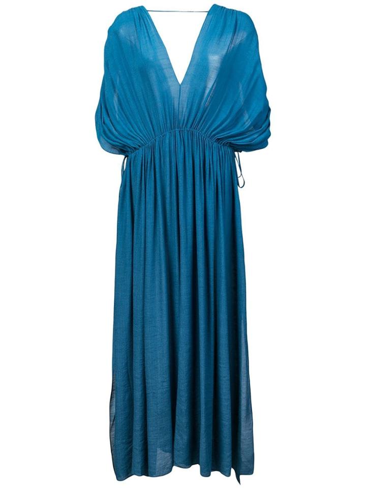 Juan Carlos Obando Ruched V-neck Dress - Blue
