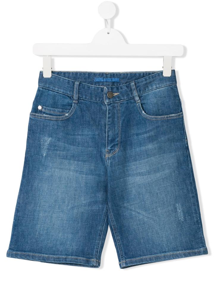 Zadig & Voltaire Kids Teen Denim Bermuda Shorts - Blue