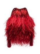 Attico Ostrich Feather Pouch - Red