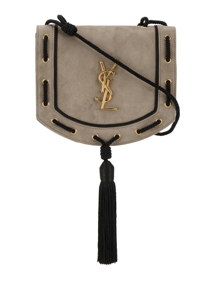 Saint Laurent - Tassel Satchel - Women - Cotton/suede - One Size, Grey, Cotton/suede
