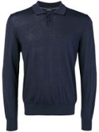 Z Zegna Long-sleeve Fitted Polo Top - Blue