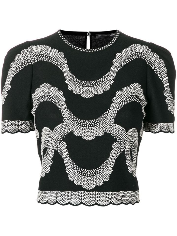 Alexander Mcqueen Embroidered Short Sleeve Top - Black