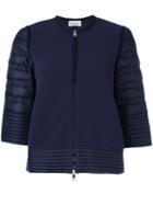 Moncler Padded Sleeve And Trim Cropped Jacket, Women's, Size: Medium, Blue, Polyamide