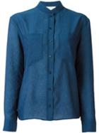 Cédric Charlier Band Collar Shirt, Women's, Size: 42, Blue, Polyester
