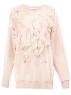 Faith Connexion Ruffled Applique Sweatshirt - Pink