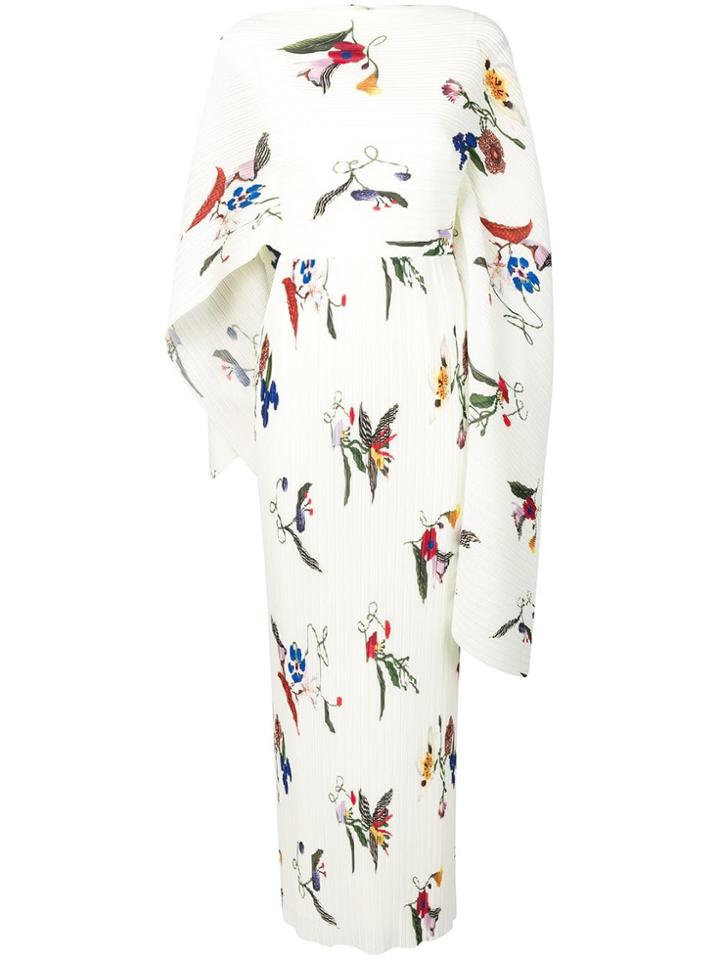 Solace London Floral Print Pleated Dress - White