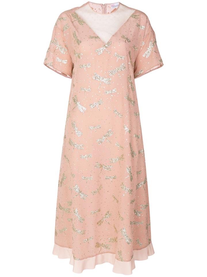 Red Valentino Glitter Dragonfly Dress - Pink & Purple