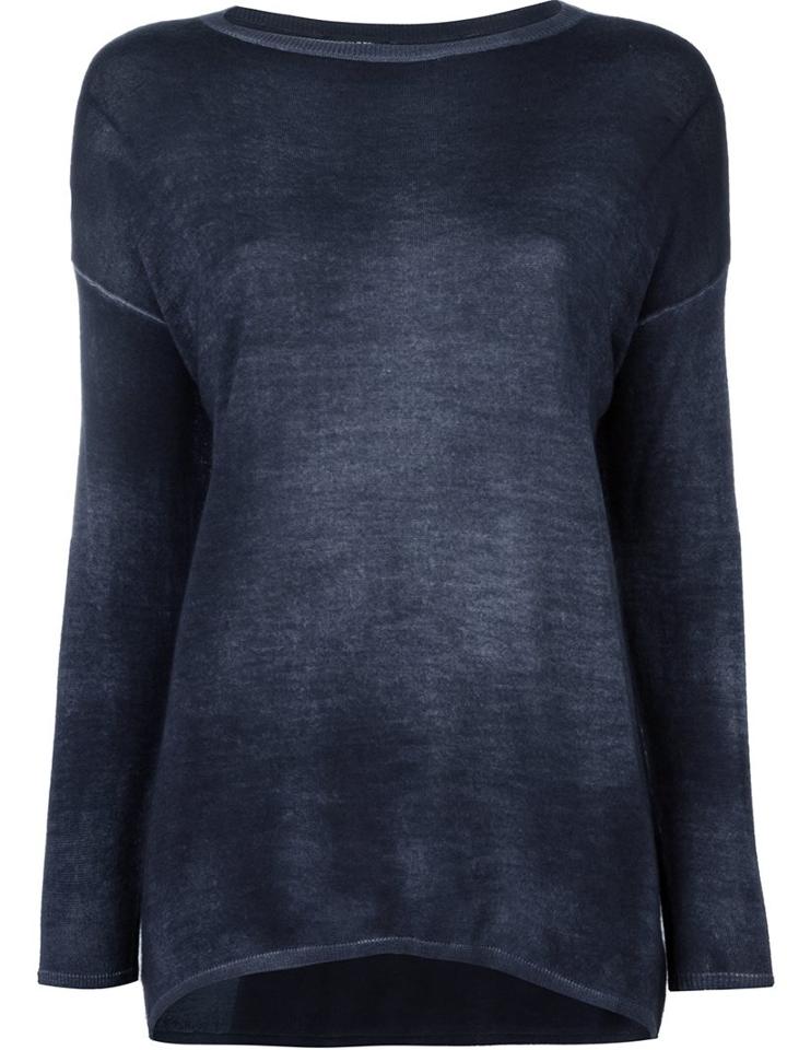 Avant Toi Boat Neck Knit Blouse, Women's, Size: Small, Blue, Silk/cashmere
