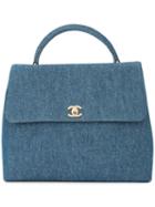 Chanel Pre-owned Cc Turnlock Tote Bag - Blue