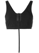 Unravel Project - Zip Detail Crop Top - Women - Cotton/spandex/elastane - M, Black, Cotton/spandex/elastane