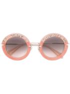 Miu Miu Eyewear Crystals Round Frame Sunglasses, Women's, Pink/purple, Acetate/metal (other)