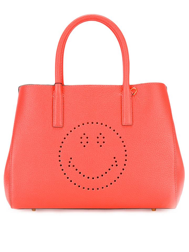 Anya Hindmarch - Smiley Ebury Tote - Women - Leather - One Size, Women's, Yellow/orange, Leather
