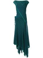 Scanlan Theodore Striped Tie Front Dress, Women's, Size: S/m, Green, Linen/flax