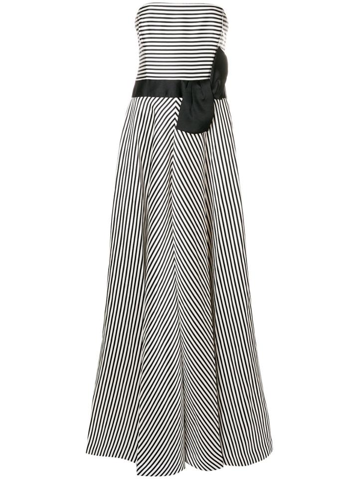 Halston Heritage Striped Strapless Gown - Black