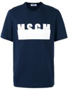 Msgm - Logo Print T-shirt - Men - Cotton - Xl, Blue, Cotton