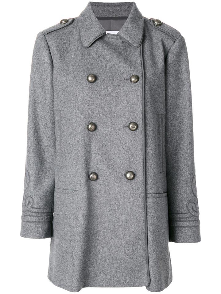 Red Valentino - Fitted Double-breasted Coat - Women - Polyamide/polyester/acetate/wool - 40, Grey, Polyamide/polyester/acetate/wool