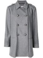 Red Valentino - Fitted Double-breasted Coat - Women - Polyamide/polyester/acetate/wool - 40, Grey, Polyamide/polyester/acetate/wool