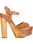 Schutz Platform Sandals, Women's, Size: 39, Brown, Rubber/leather