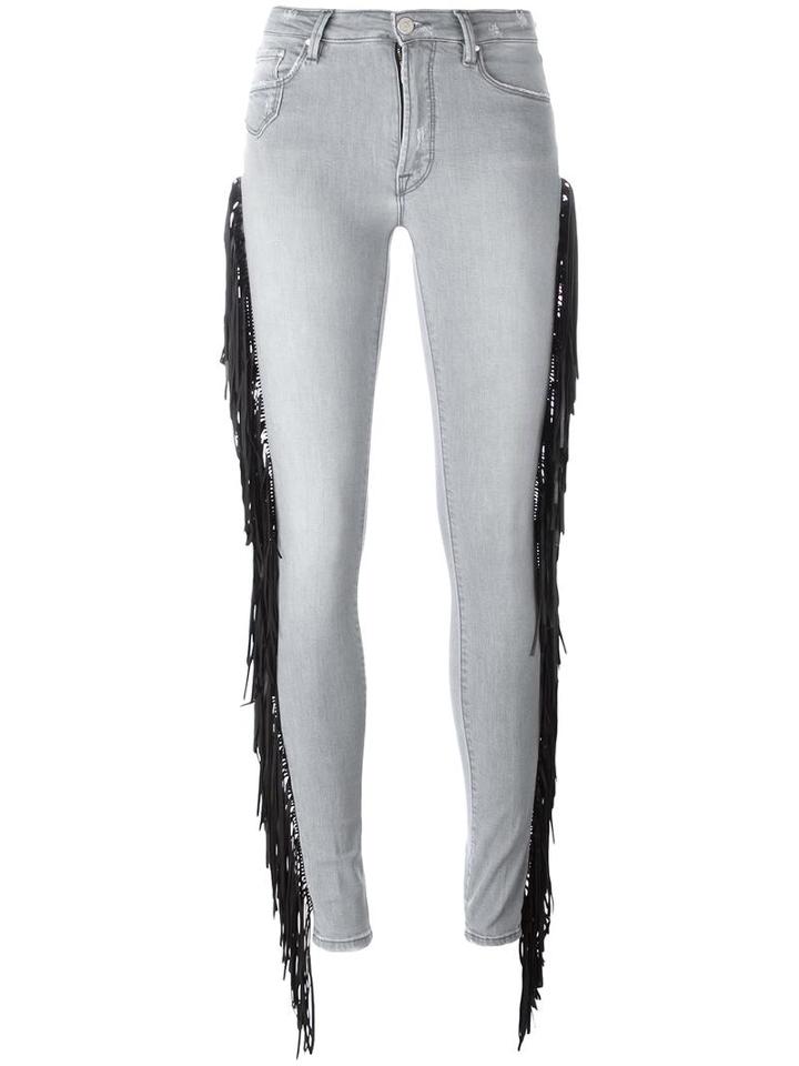 Don't Cry Fringed Skinny Jeans, Women's, Size: 25, Grey, Cotton/spandex/elastane/modal