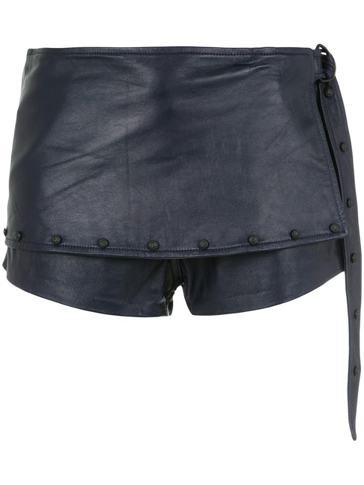 Andrea Bogosian Layered Leather Shorts - Blue