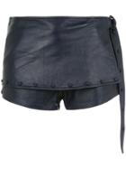 Andrea Bogosian Layered Leather Shorts - Blue