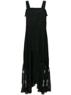 Dorothee Schumacher Embroidered Asymmetric Hem Maxi Dress - Black