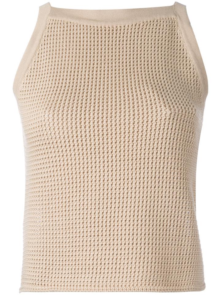 Zanone - Knitted Tank - Women - Cotton - 44, Nude/neutrals, Cotton
