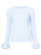 Derek Lam 10 Crosby Crewneck Sweater With Ruffle Sleeves - Blue