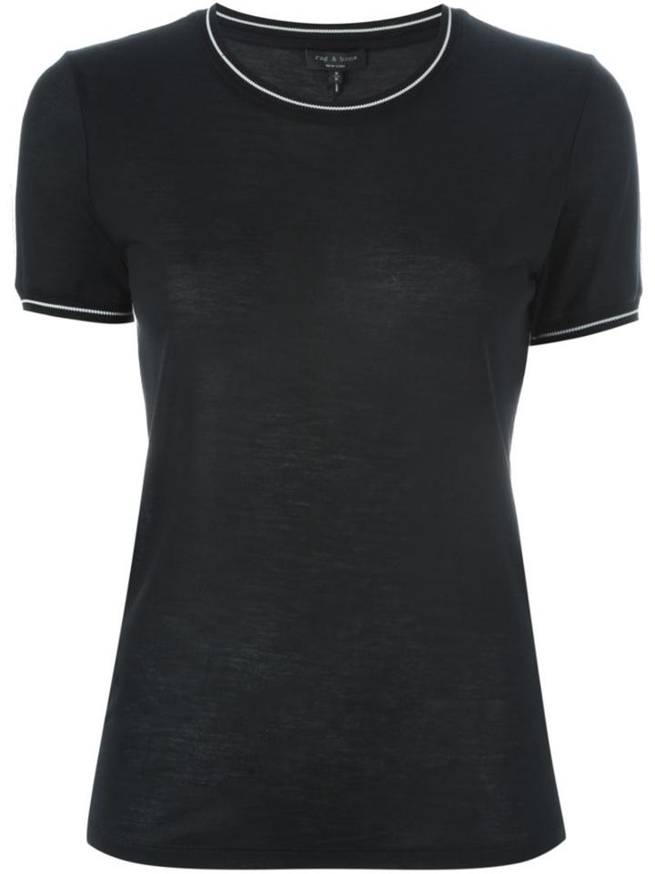 Rag & Bone Contrast Trim T-shirt, Women's, Size: Small, Black, Lyocell/rayon/nylon/spandex/elastane