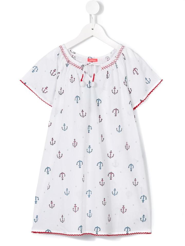 Sunuva Anchor Print Kaftan Dress, Girl's, Size: 9 Yrs, White