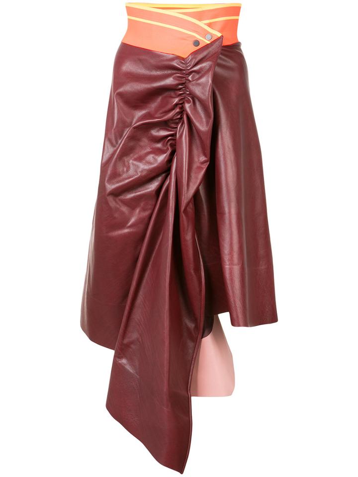Martina Spetlova - Draped Skirt - Women - Lamb Skin - 6, Women's, Red, Lamb Skin