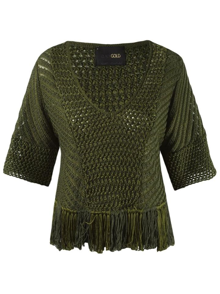 Andrea Bogosian V-neck Knit Blouse, Women's, Size: P, Green, Cotton/viscose