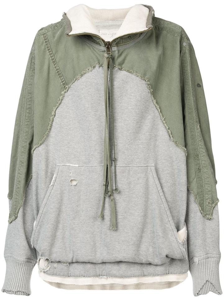 Greg Lauren Oversized Patchwork Hoodie - Green