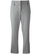 Dondup Straight Cropped Trousers, Women's, Size: 38, Grey, Virgin Wool/spandex/elastane/acetate/viscose